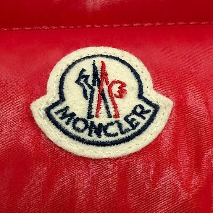美品▼MONCLER モンクレール C20914335005 TIB ロゴワッペン付き ダブルジップアップ ジレ ダウンベスト レッド 1 正規品 メンズ
