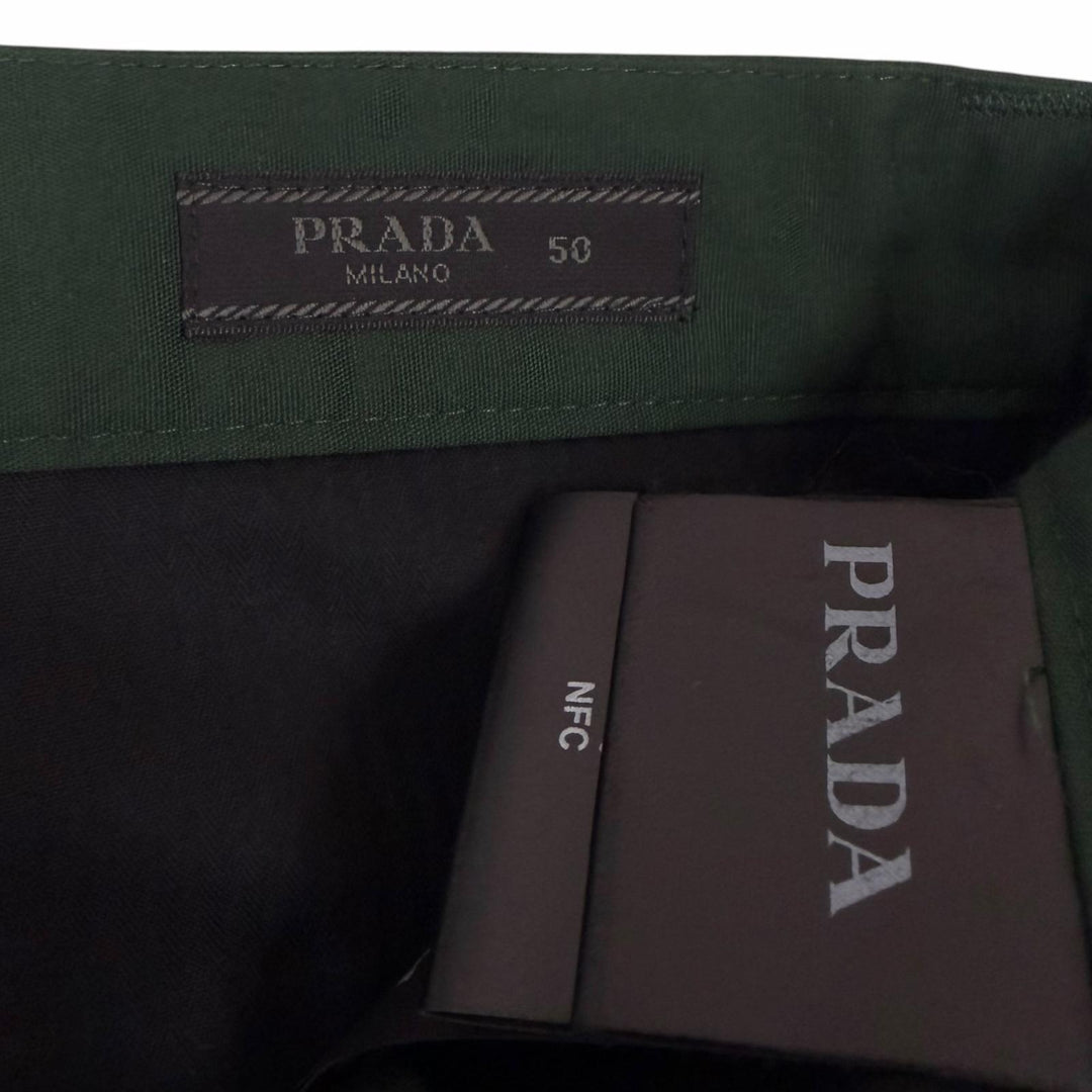 美品□PRADA プラダ 2024年製 SGC629/SPH421 ブルゾンジャケット トラウザーズ セットアップ グリーン JK48/PT50 イタリア製 正規品