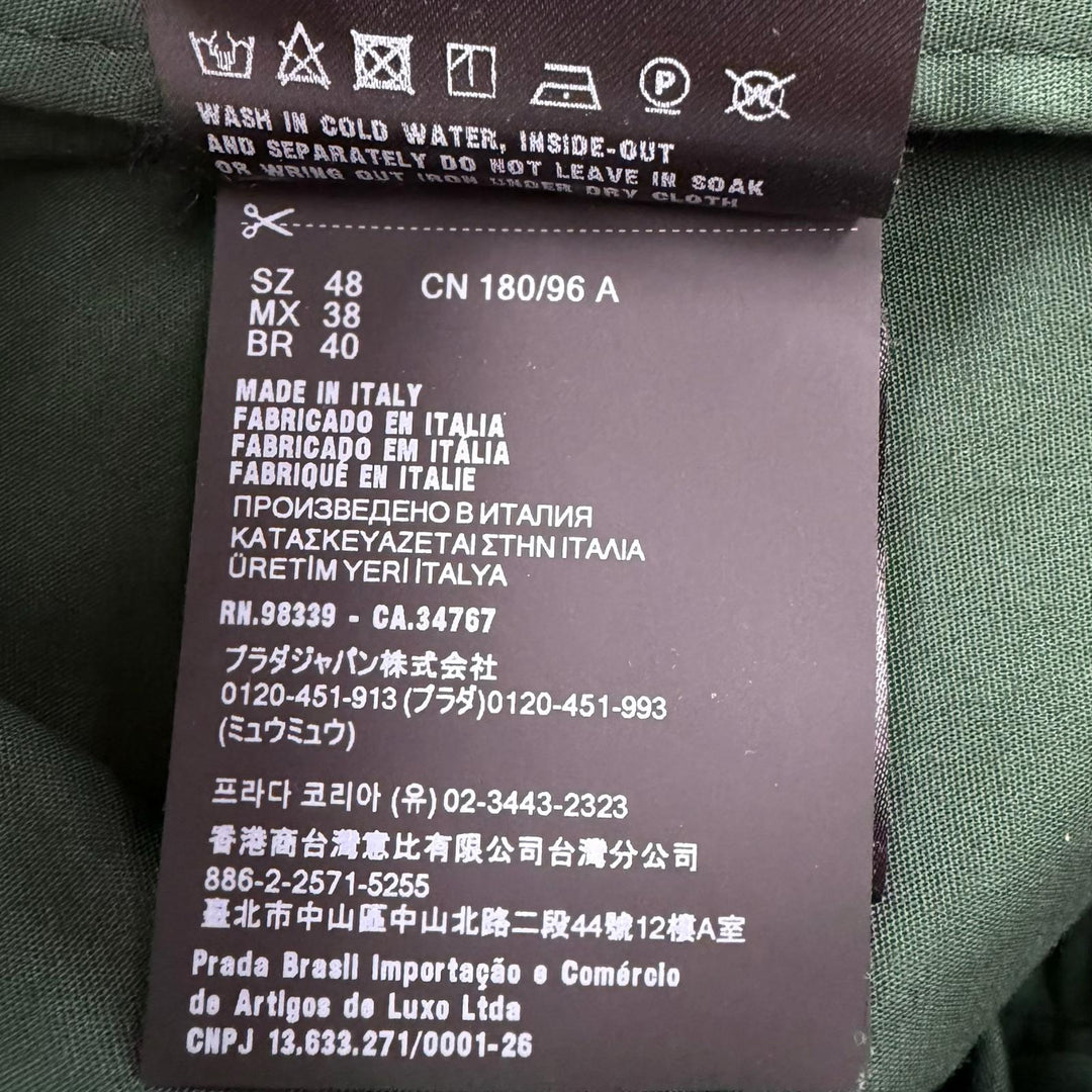 美品□PRADA プラダ 2024年製 SGC629/SPH421 ブルゾンジャケット トラウザーズ セットアップ グリーン JK48/PT50 イタリア製 正規品