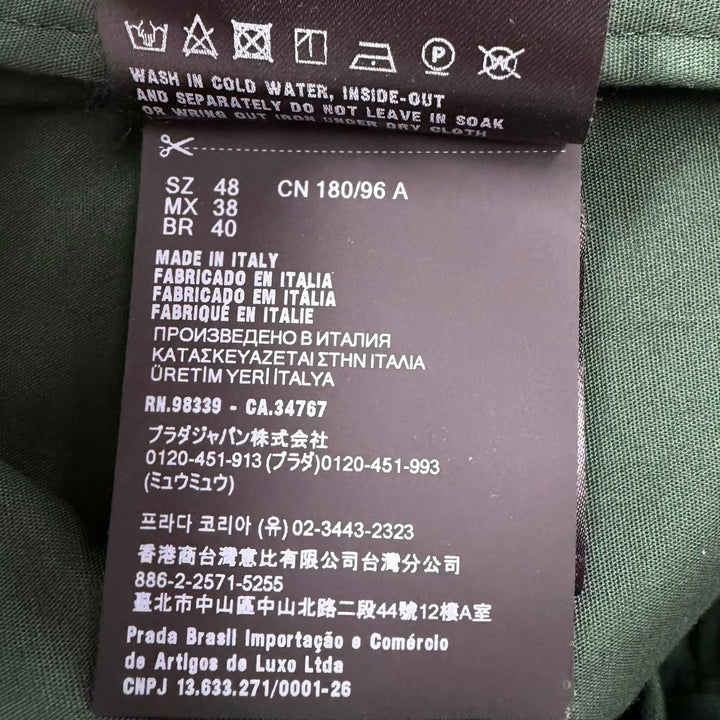 美品□PRADA プラダ 2024年製 SGC629/SPH421 ブルゾンジャケット トラウザーズ セットアップ グリーン JK48/PT50 イタリア製 正規品