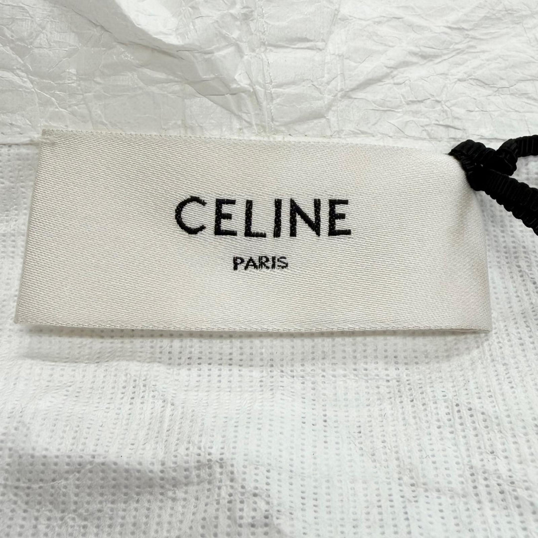 未使用品▼CELINE セリーヌ 2W546323Q バックロゴ シワ加工 フーデッド ペーパー ジップアップ ウィンドブレーカー パーカー 34 正規品