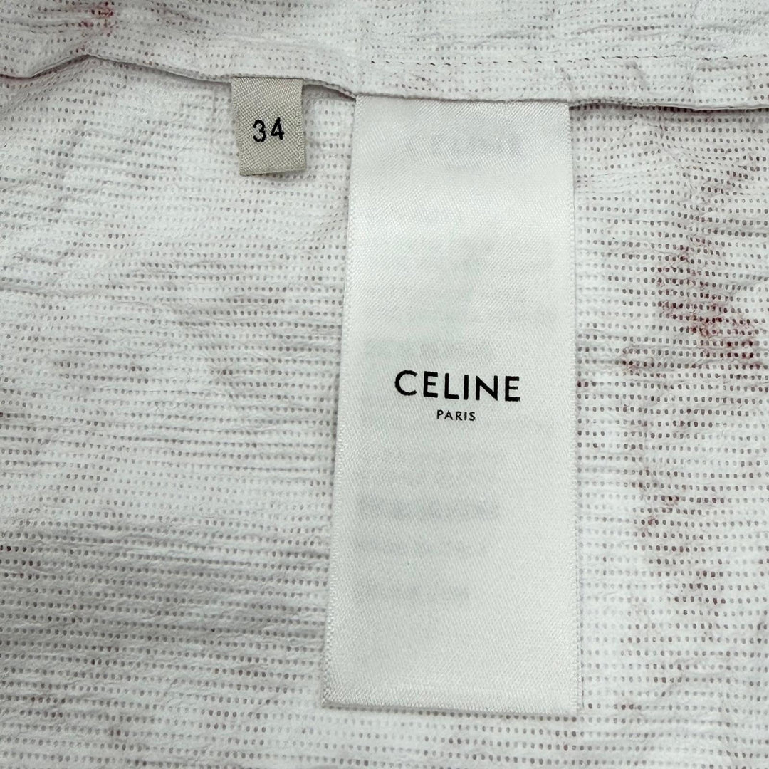 未使用品▼CELINE セリーヌ 2W546323Q バックロゴ シワ加工 フーデッド ペーパー ジップアップ ウィンドブレーカー パーカー 34 正規品