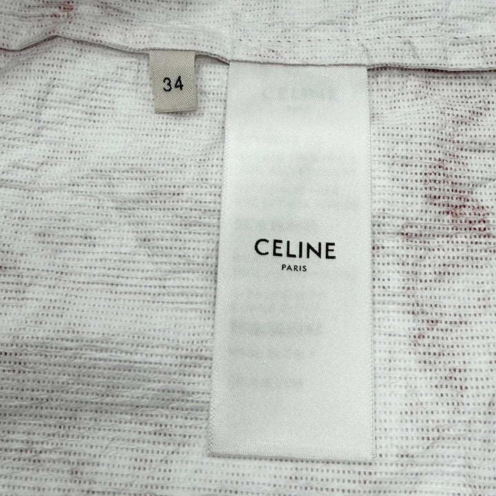 未使用品▼CELINE セリーヌ 2W546323Q バックロゴ シワ加工 フーデッド ペーパー ジップアップ ウィンドブレーカー パーカー 34 正規品
