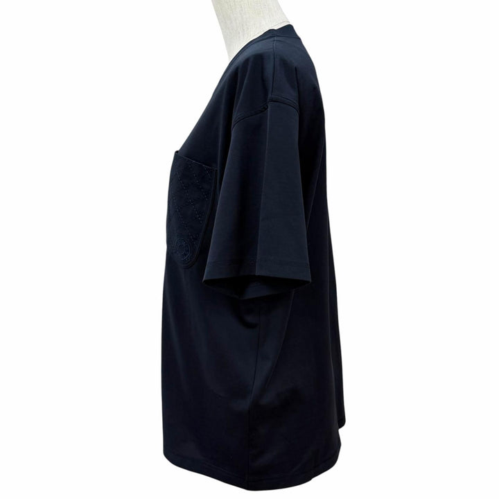 極美品★HERMES エルメス 26AW 6H4635DA タピドゥセル コットン100％ 半袖Ｔシャツ ダークネイビー FR 40 フランス製 正規品 レディース