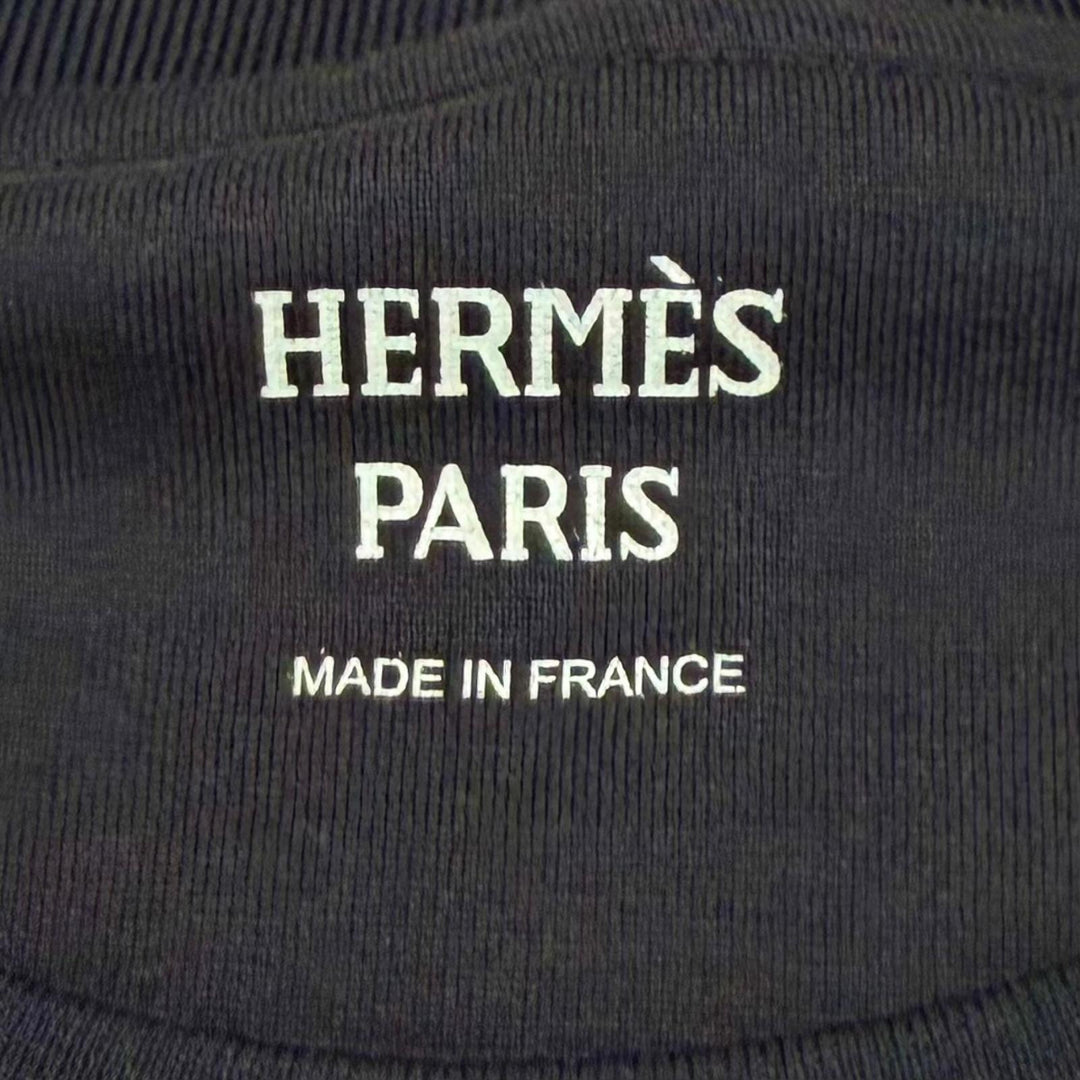 極美品★HERMES エルメス 26AW 6H4635DA タピドゥセル コットン100％ 半袖Ｔシャツ ダークネイビー FR 40 フランス製 正規品 レディース