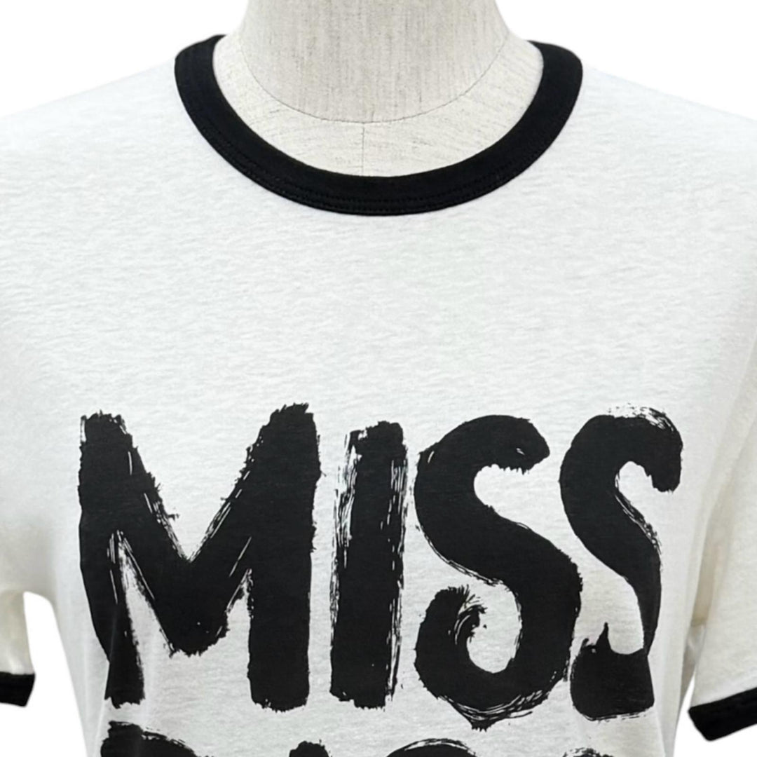 極美品★Christian Dior クリスチャンディオール 453T40A4554 コットン リネン混 MISS DIOR ロゴプリント 半袖Ｔシャツ XS 伊製 正規品