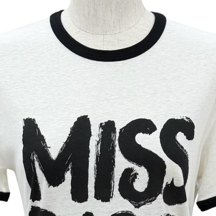 極美品★Christian Dior クリスチャンディオール 453T40A4554 コットン リネン混 MISS DIOR ロゴプリント 半袖Ｔシャツ XS 伊製 正規品