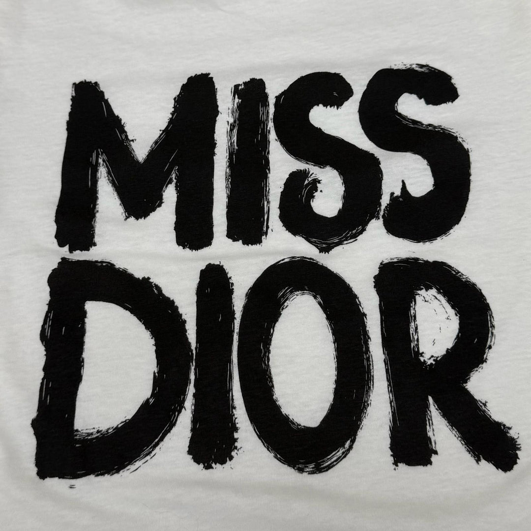 極美品★Christian Dior クリスチャンディオール 453T40A4554 コットン リネン混 MISS DIOR ロゴプリント 半袖Ｔシャツ XS 伊製 正規品