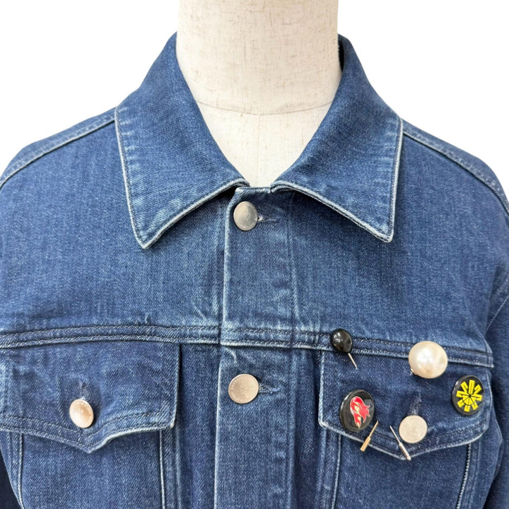極美品□RAF SIMONS ラフシモンズ 201-720-10133 DENIM SLIM FIT JACKET ピンバッチ付 デニムジャケット インディゴブルー M イタリア製