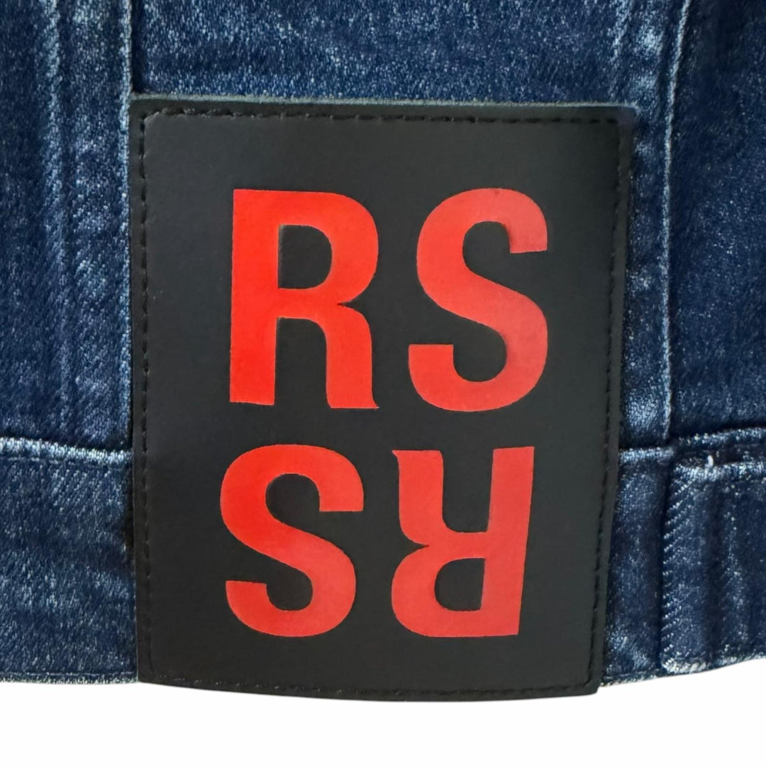 極美品□RAF SIMONS ラフシモンズ 201-720-10133 DENIM SLIM FIT JACKET ピンバッチ付 デニムジャケット インディゴブルー M イタリア製