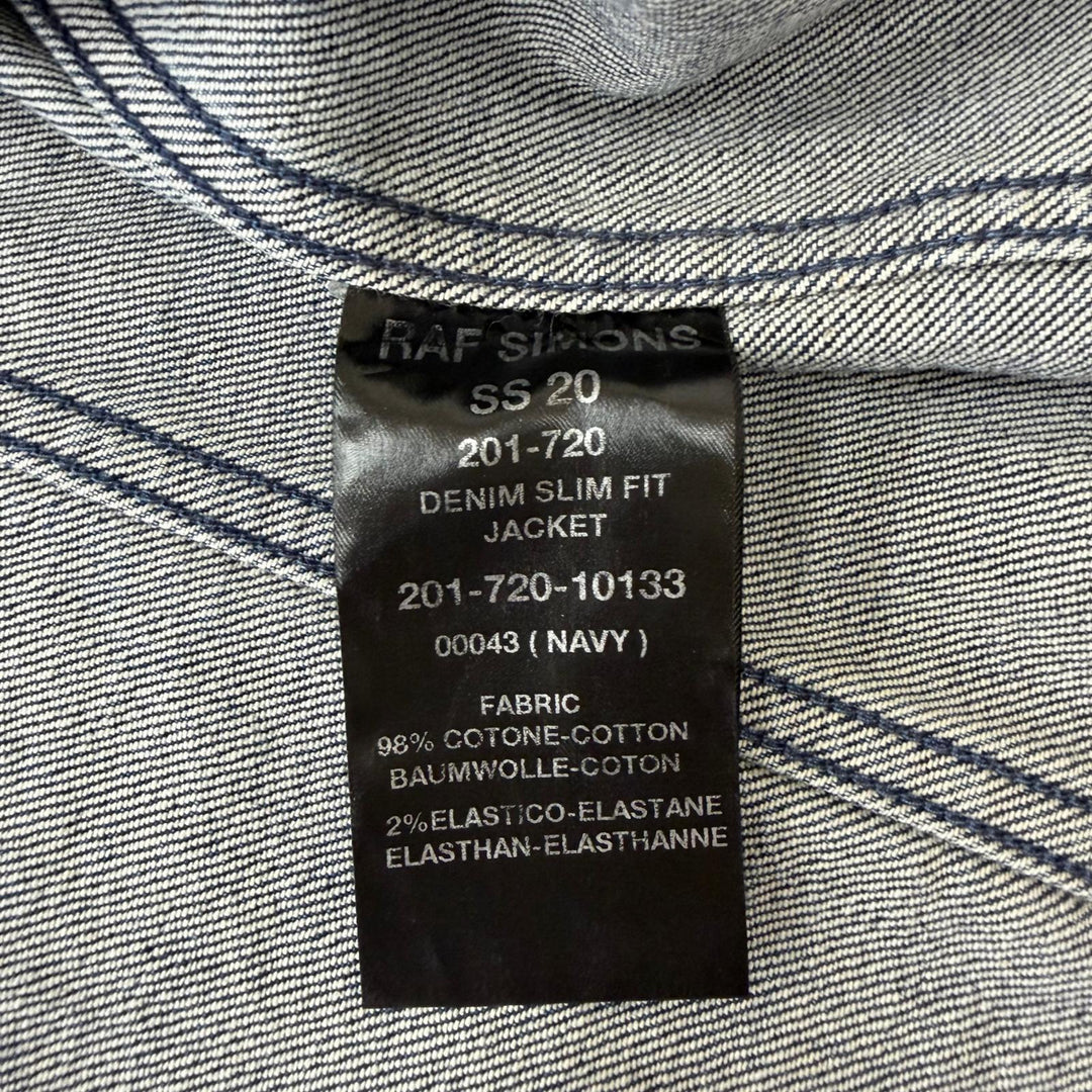 極美品□RAF SIMONS ラフシモンズ 201-720-10133 DENIM SLIM FIT JACKET ピンバッチ付 デニムジャケット インディゴブルー M イタリア製