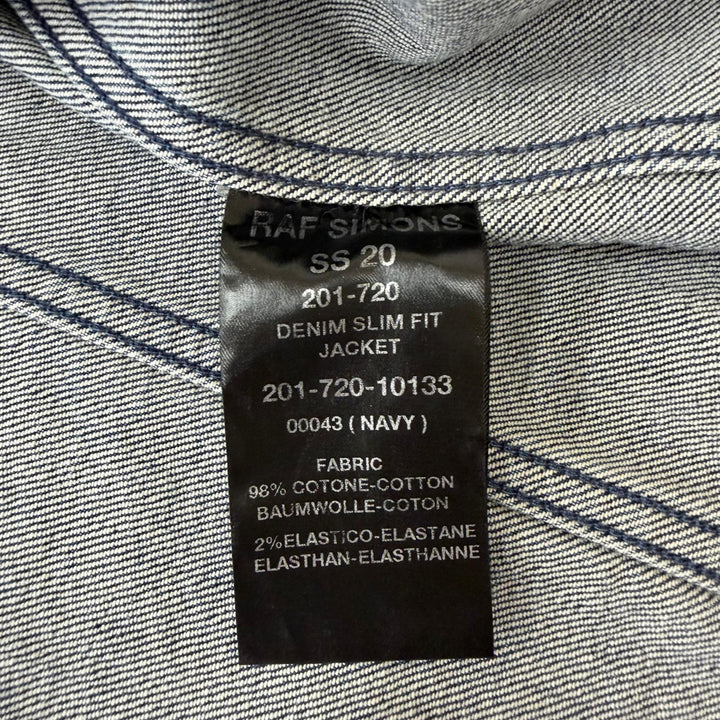 極美品□RAF SIMONS ラフシモンズ 201-720-10133 DENIM SLIM FIT JACKET ピンバッチ付 デニムジャケット インディゴブルー M イタリア製