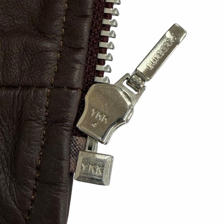 美品□BURBERRY BLACK LABEL バーバリーブラックレーベル BMP20-511-18 裏チェック柄 ダブルライダース レザージャケット M 正規品