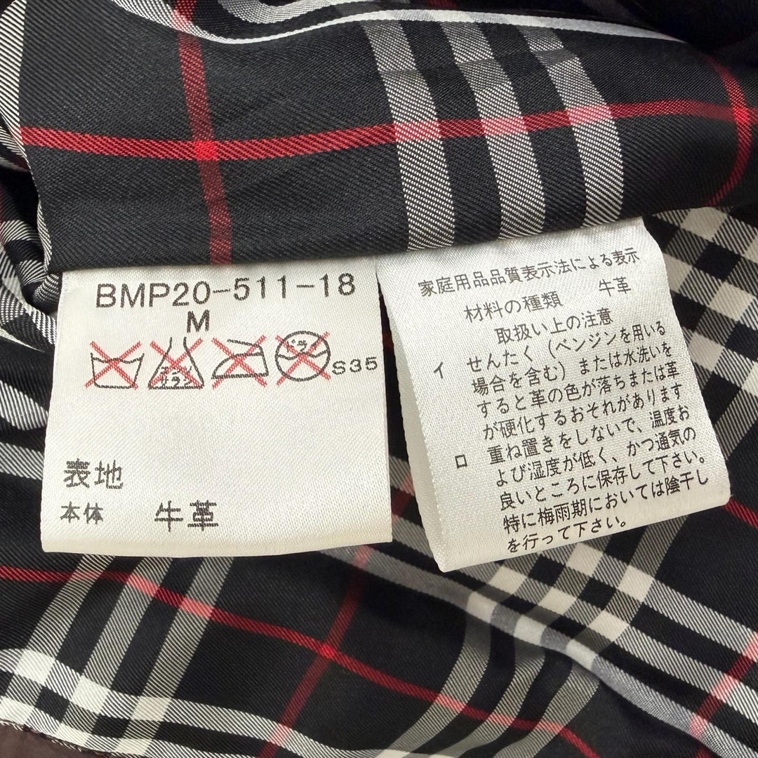 美品□BURBERRY BLACK LABEL バーバリーブラックレーベル BMP20-511-18 裏チェック柄 ダブルライダース レザージャケット M 正規品