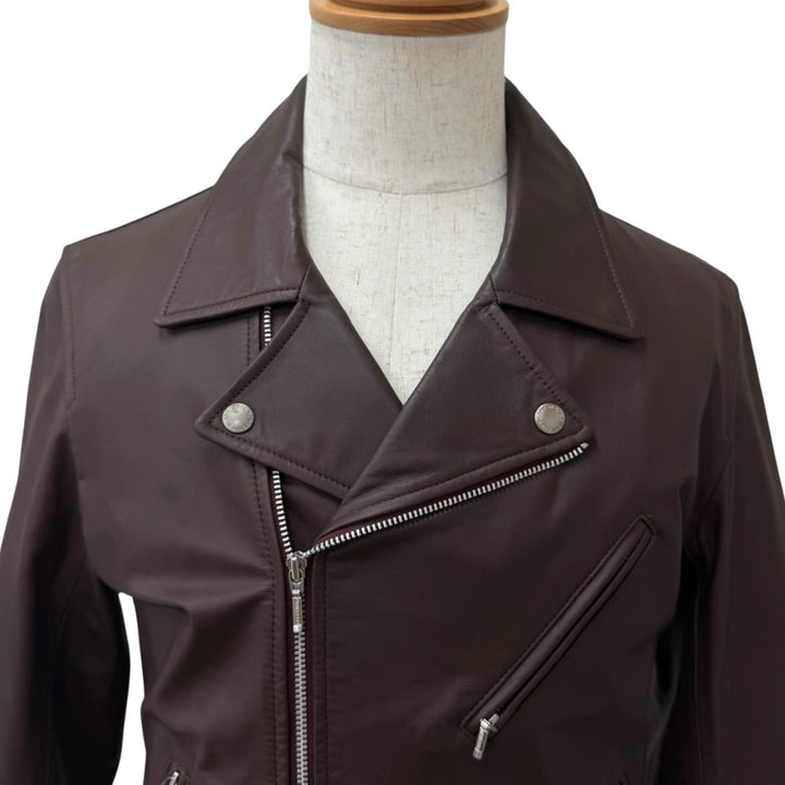 美品□BURBERRY BLACK LABEL バーバリーブラックレーベル BMP20-511-18 裏チェック柄 ダブルライダース レザージャケット M 正規品