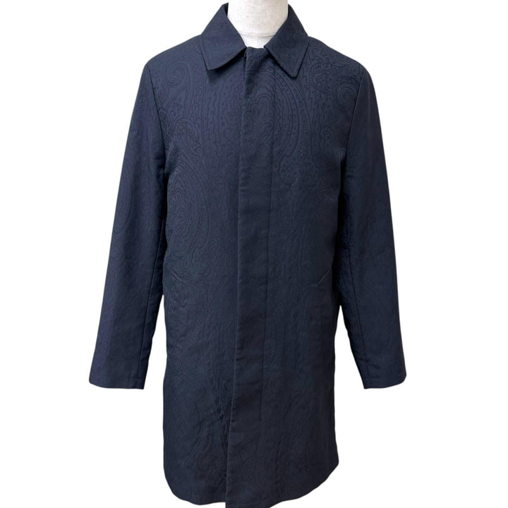 未使用品□ETRO エトロ 26SS 261-MRBA0094-99TJS87 ペイズリー ジャガード ステンカラーコート ダークネイビー S 正規品 ハンガー付き