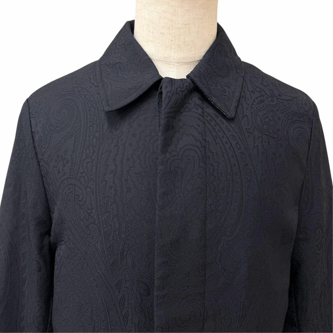 未使用品□ETRO エトロ 26SS 261-MRBA0094-99TJS87 ペイズリー ジャガード ステンカラーコート ダークネイビー S 正規品 ハンガー付き