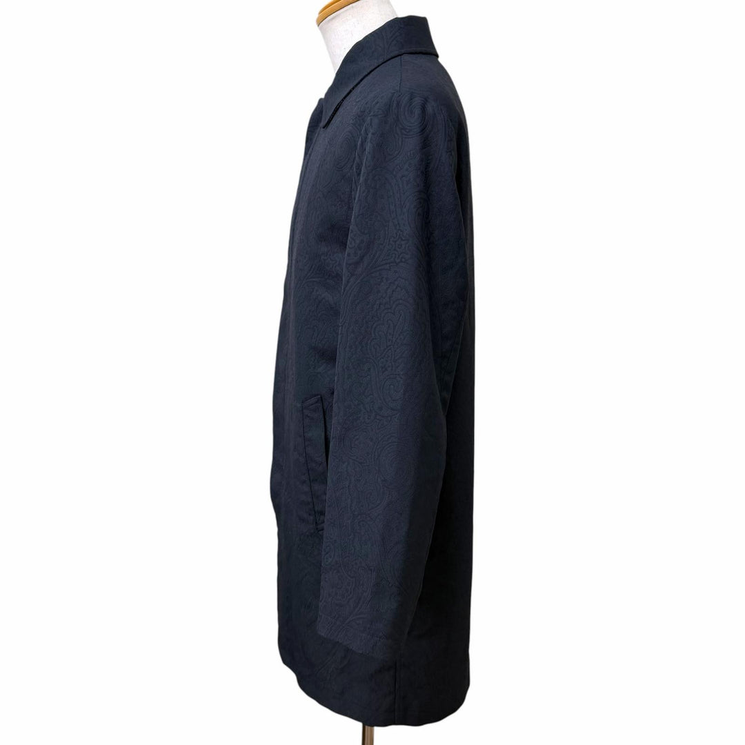 未使用品□ETRO エトロ 26SS 261-MRBA0094-99TJS87 ペイズリー ジャガード ステンカラーコート ダークネイビー S 正規品 ハンガー付き