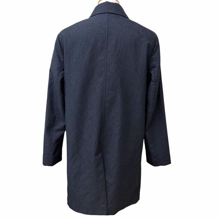 未使用品□ETRO エトロ 26SS 261-MRBA0094-99TJS87 ペイズリー ジャガード ステンカラーコート ダークネイビー S 正規品 ハンガー付き