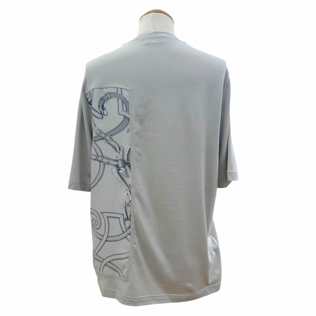 未使用品▼HERMES エルメス 25SS 557900HA L’Instruction du Roy シルク切替 クルーネック ショート 半袖Ｔシャツ グレー S 正規品 箱付