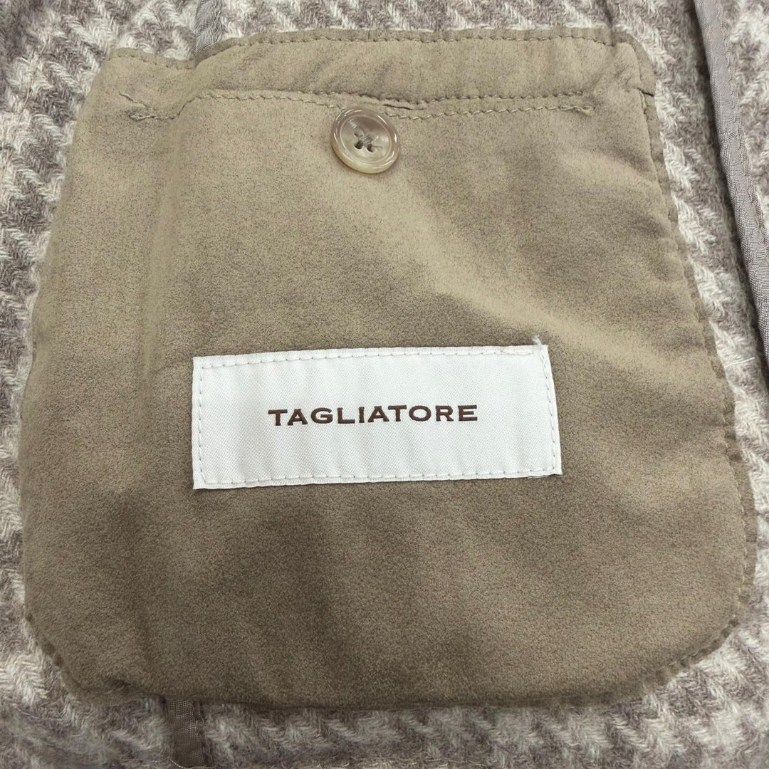極美品▼TAGLIATORE タリアトーレ G-DAKAR22K ウール100% 千鳥格子柄 シングルジャケット テーラード ブラウン IT 46 イタリア製 正規品