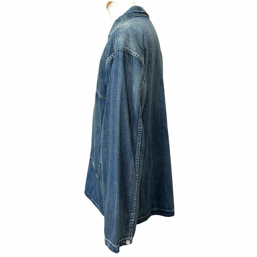 極美品□PORTER CLASSIC ポータークラシック INDIGO DENIMPULLOVER SHIRT プルオーバー 長袖 デニムシャツ ブルー 3 日本製 正規品
