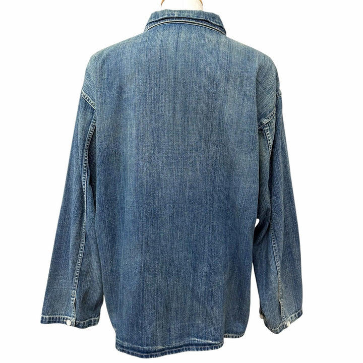 極美品□PORTER CLASSIC ポータークラシック INDIGO DENIMPULLOVER SHIRT プルオーバー 長袖 デニムシャツ ブルー 3 日本製 正規品