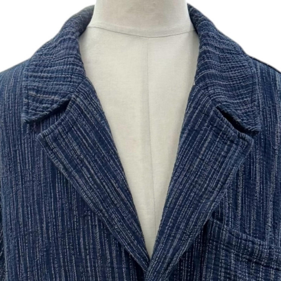 極美品▼PORTER CLASSIC ポータークラシック KASURI COAT 10周年記念限定 シングルチェスターコート ブルー 3 日本製 正規品 メンズ