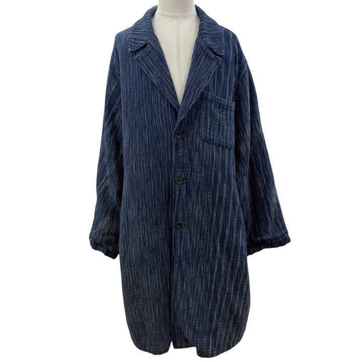 極美品▼PORTER CLASSIC ポータークラシック KASURI COAT 10周年記念限定 シングルチェスターコート ブルー 3 日本製 正規品 メンズ