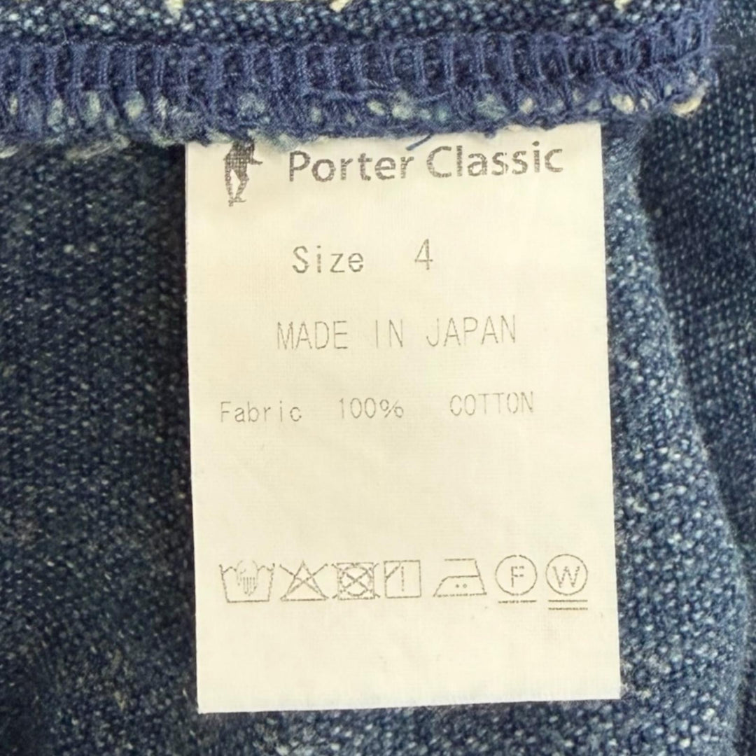 極美品□PORTER CLASSIC ポータークラシック AFRICAN COTTON PANTS 総柄 コットンパンツ デニムパンツ インディゴブルー 4 日本製 正規品