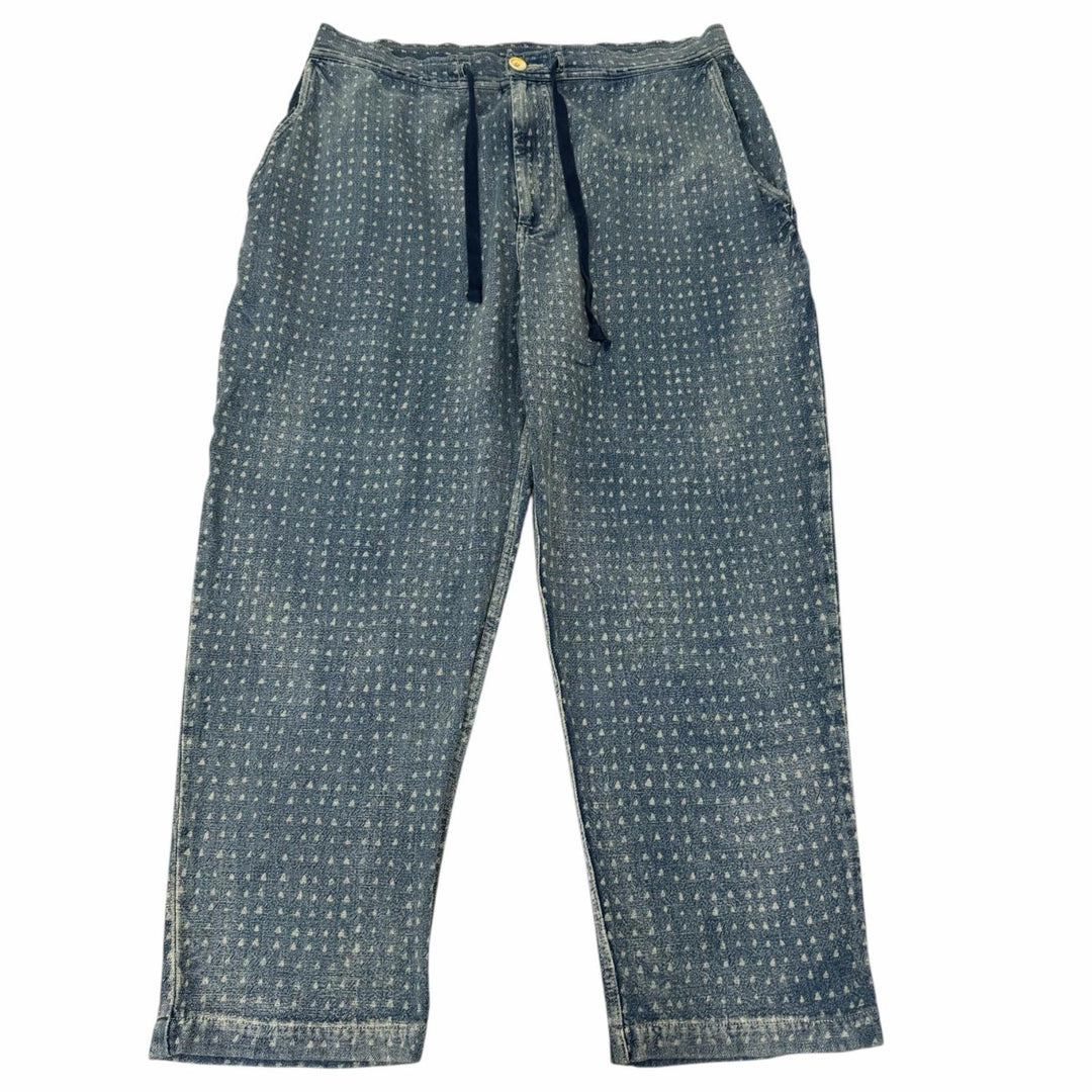 極美品□PORTER CLASSIC ポータークラシック AFRICAN COTTON PANTS 総柄 コットンパンツ デニムパンツ インディゴブルー 4 日本製 正規品