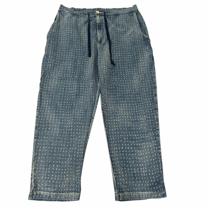 極美品□PORTER CLASSIC ポータークラシック AFRICAN COTTON PANTS 総柄 コットンパンツ デニムパンツ インディゴブルー 4 日本製 正規品