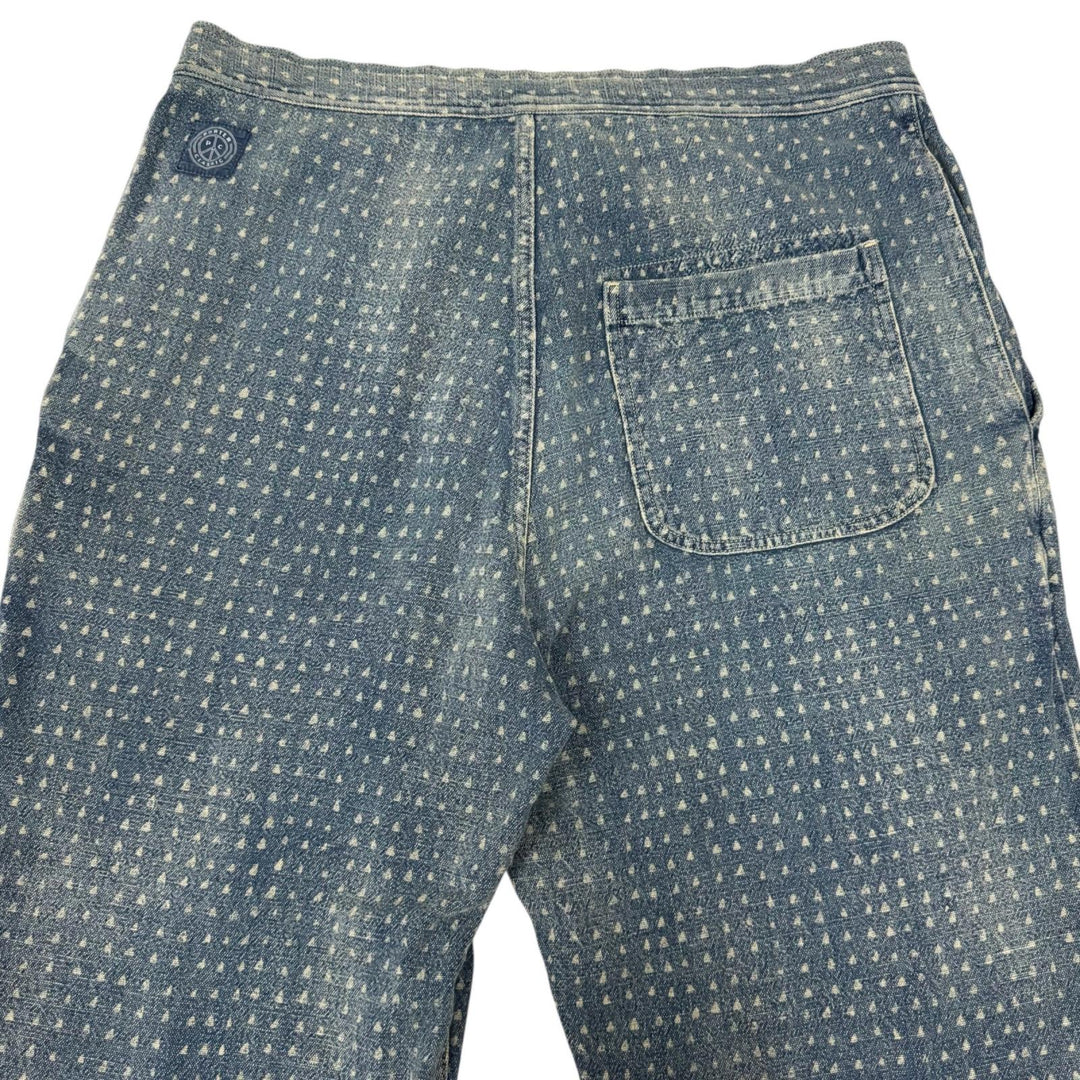 極美品□PORTER CLASSIC ポータークラシック AFRICAN COTTON PANTS 総柄 コットンパンツ デニムパンツ インディゴブルー 4 日本製 正規品