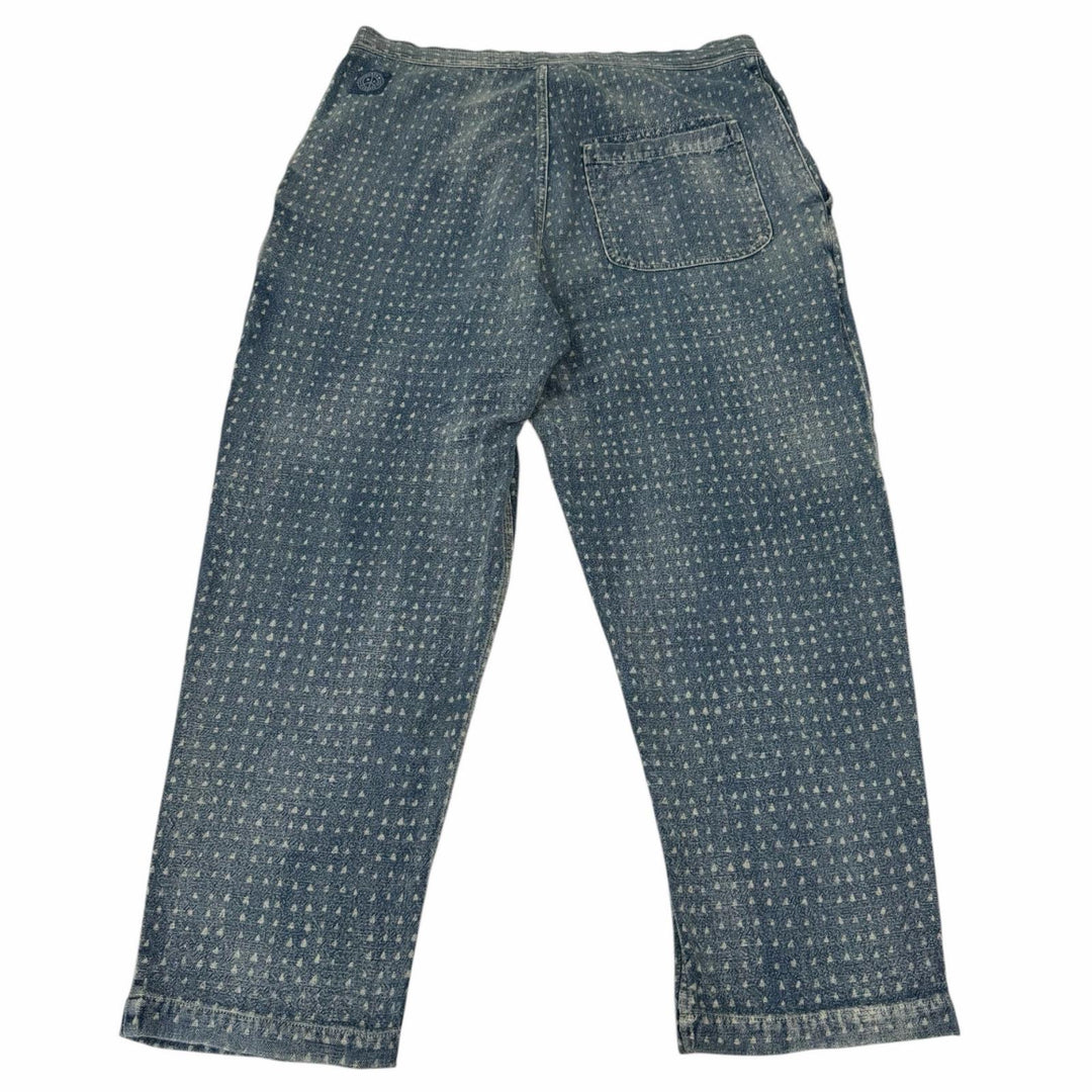 極美品□PORTER CLASSIC ポータークラシック AFRICAN COTTON PANTS 総柄 コットンパンツ デニムパンツ インディゴブルー 4 日本製 正規品