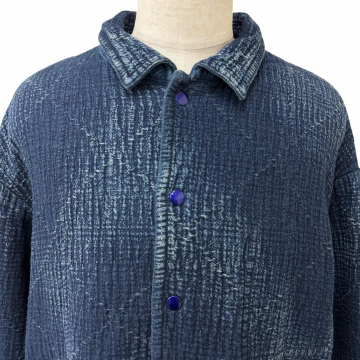 極美品□PORTER CLASSIC ポータークラシック SASHIKO SHIRT JACKET コットン100％ 刺し子 ジャケット インディゴブルー 3 日本製 正規品