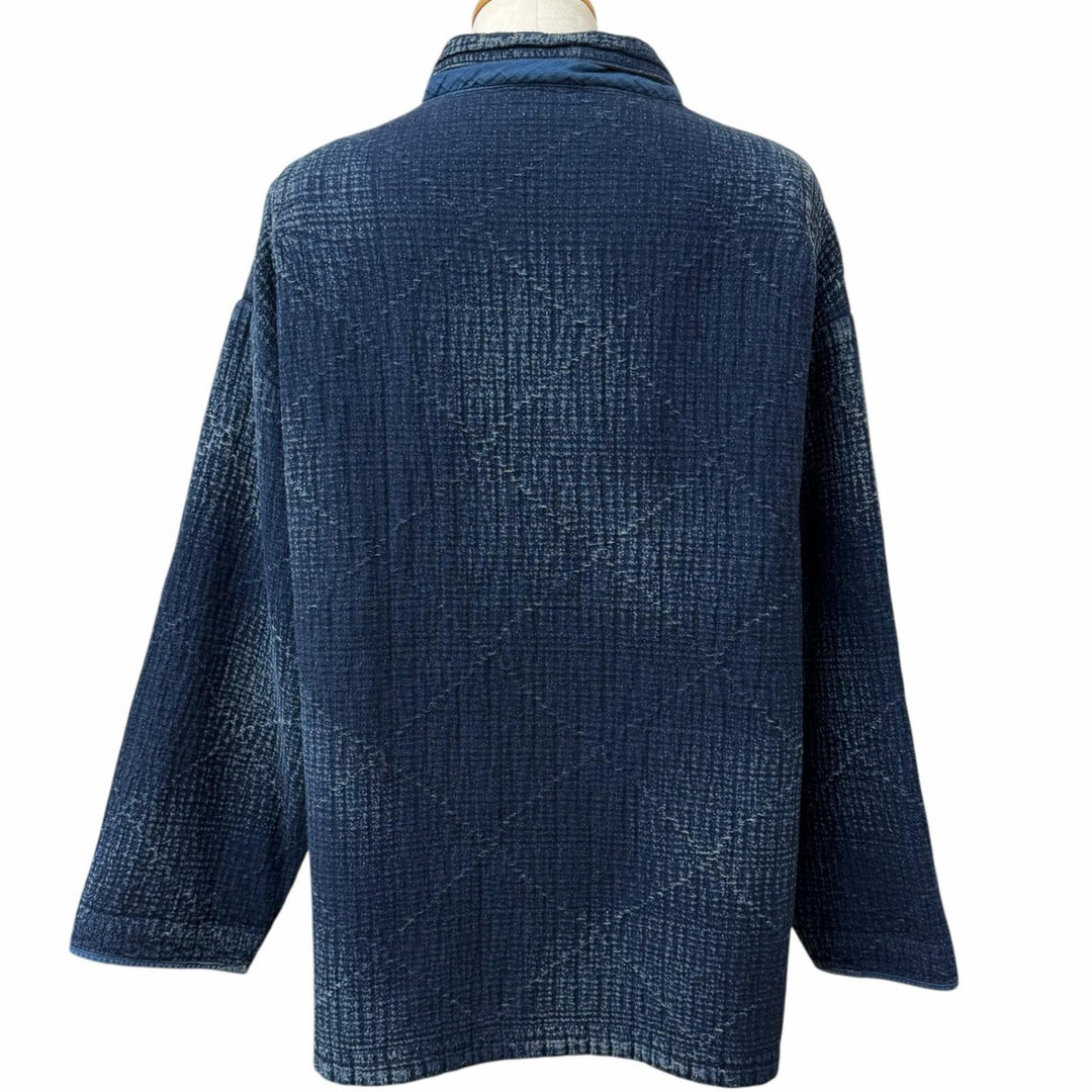 極美品□PORTER CLASSIC ポータークラシック SASHIKO SHIRT JACKET コットン100％ 刺し子 ジャケット インディゴブルー 3 日本製 正規品