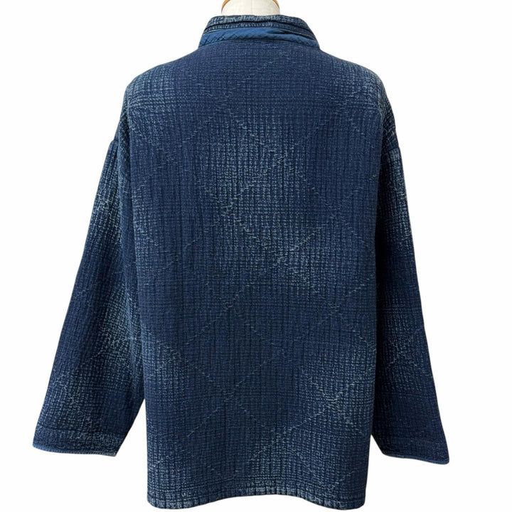 極美品□PORTER CLASSIC ポータークラシック SASHIKO SHIRT JACKET コットン100％ 刺し子 ジャケット インディゴブルー 3 日本製 正規品