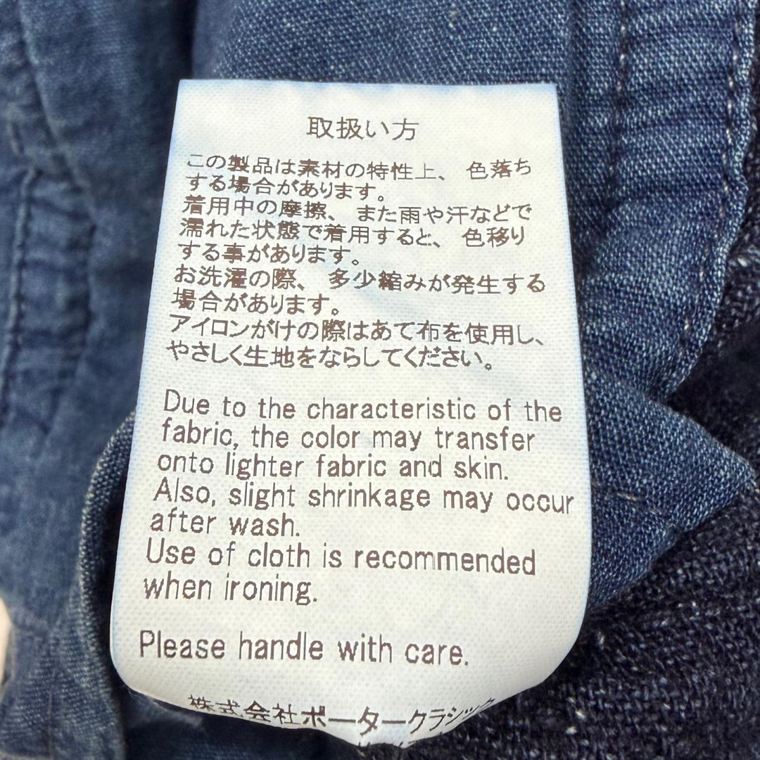 極美品□PORTER CLASSIC ポータークラシック SASHIKO SHIRT JACKET コットン100％ 刺し子 ジャケット インディゴブルー 3 日本製 正規品