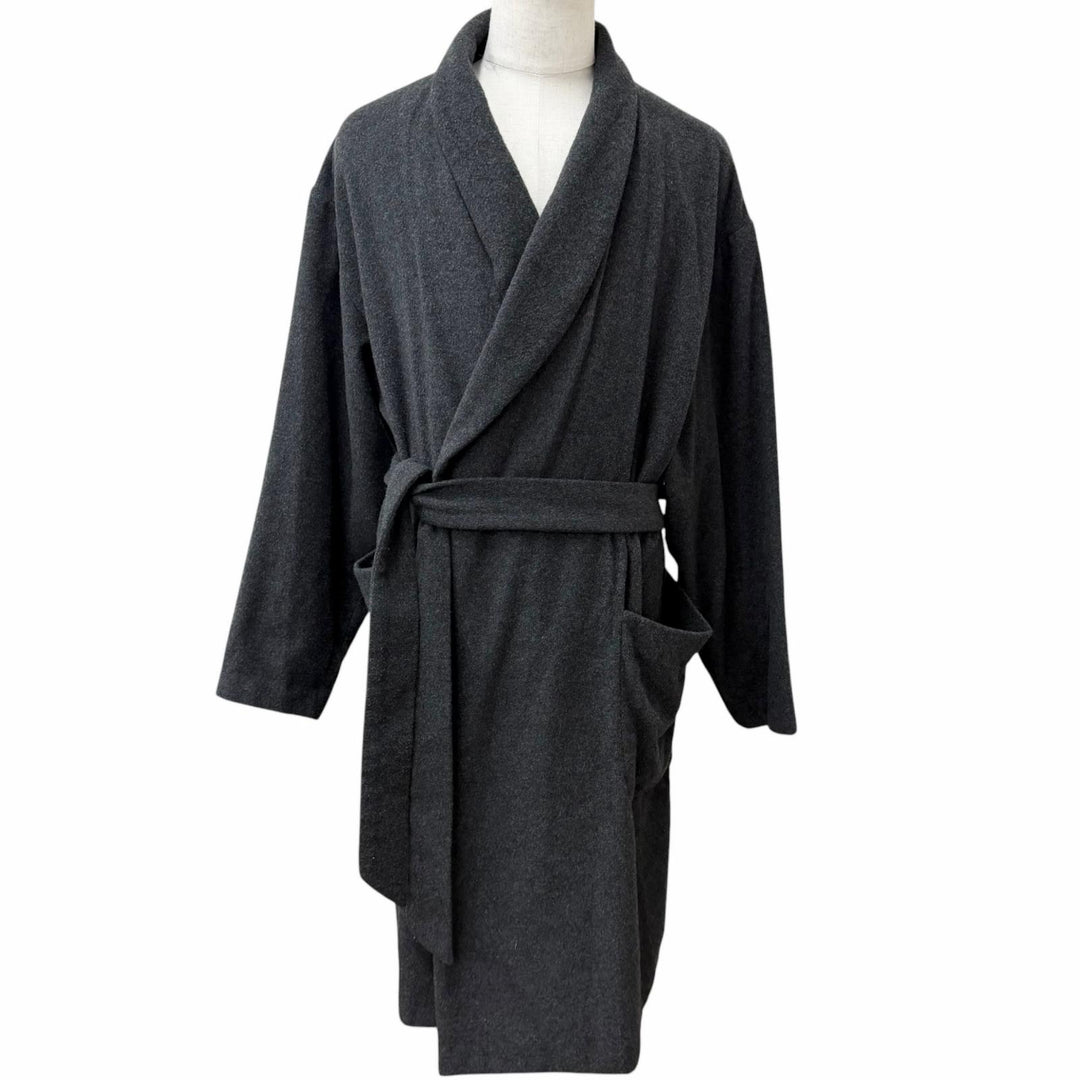 極美品□PORTER CLASSIC ポータークラシック カシミヤ100％ ベルテッド ロング ガウンコート チャコールグレー 3 日本製 正規品 メンズ