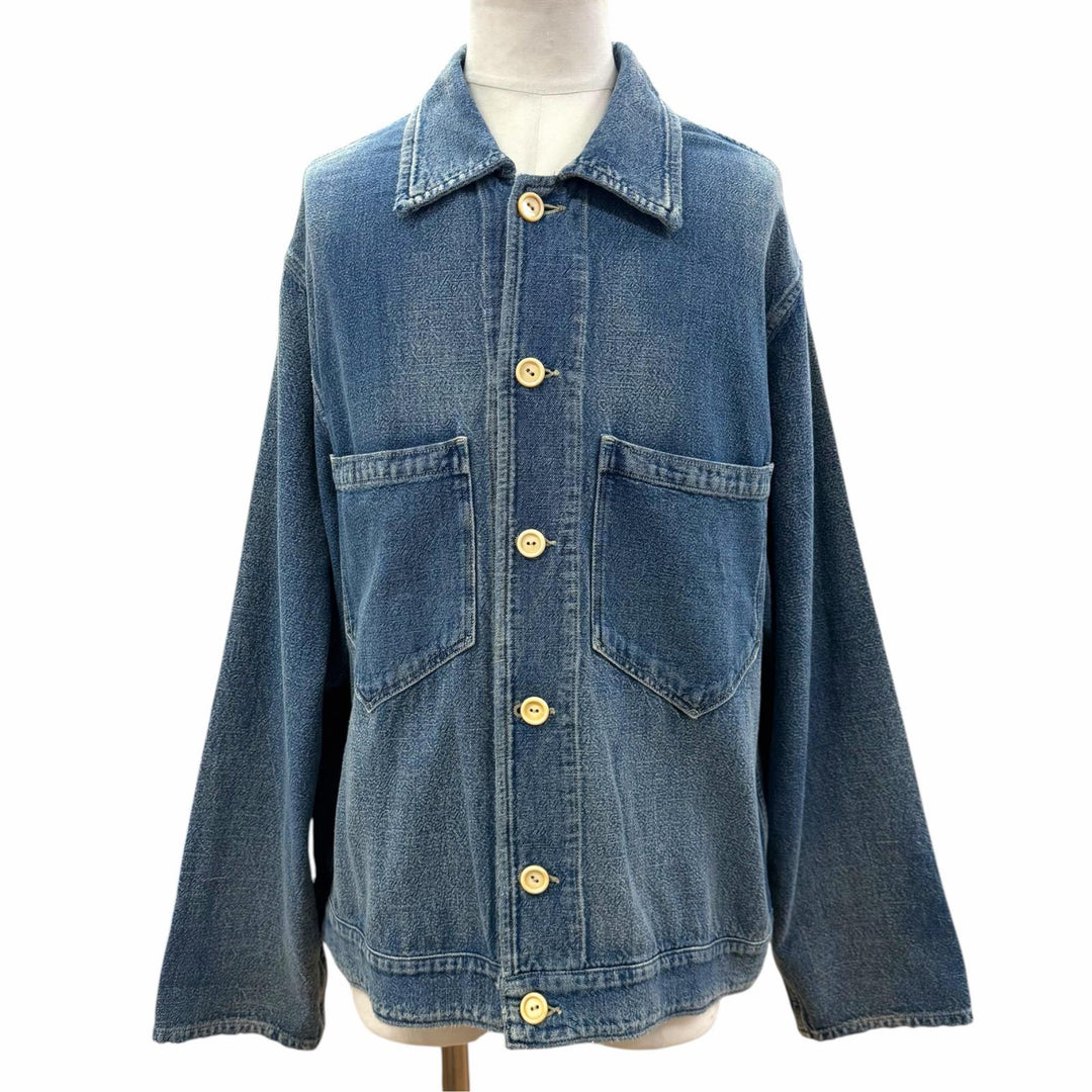 極美品▼PORTER CLASSIC ポータークラシック AFRICAN COTTON CLEAR JACKET コットン デニムジャケット ブルー 3 日本製 正規品 メンズ