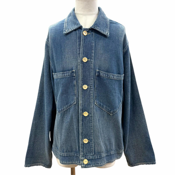 極美品▼PORTER CLASSIC ポータークラシック AFRICAN COTTON CLEAR JACKET コットン デニムジャケット ブルー 3 日本製 正規品 メンズ