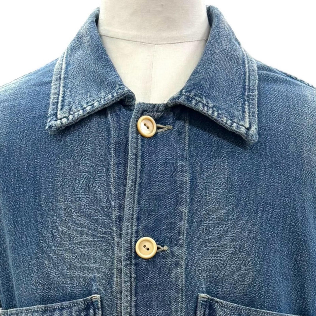 極美品▼PORTER CLASSIC ポータークラシック AFRICAN COTTON CLEAR JACKET コットン デニムジャケット ブルー 3 日本製 正規品 メンズ