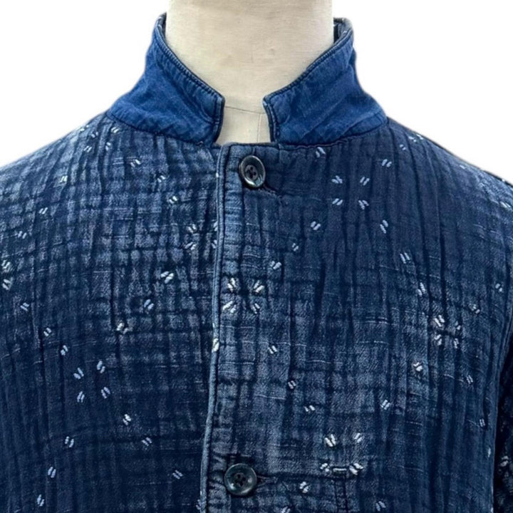 極美品▼PORTER CLASSIC ポータークラシック SASHIKO SHIRT JACKET コットン100% シャツジャケット ブルゾン ブルー 3 日本製 メンズ