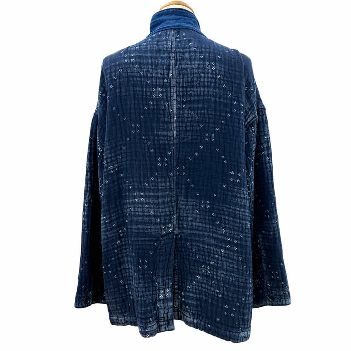極美品▼PORTER CLASSIC ポータークラシック SASHIKO SHIRT JACKET コットン100% シャツジャケット ブルゾン ブルー 3 日本製 メンズ