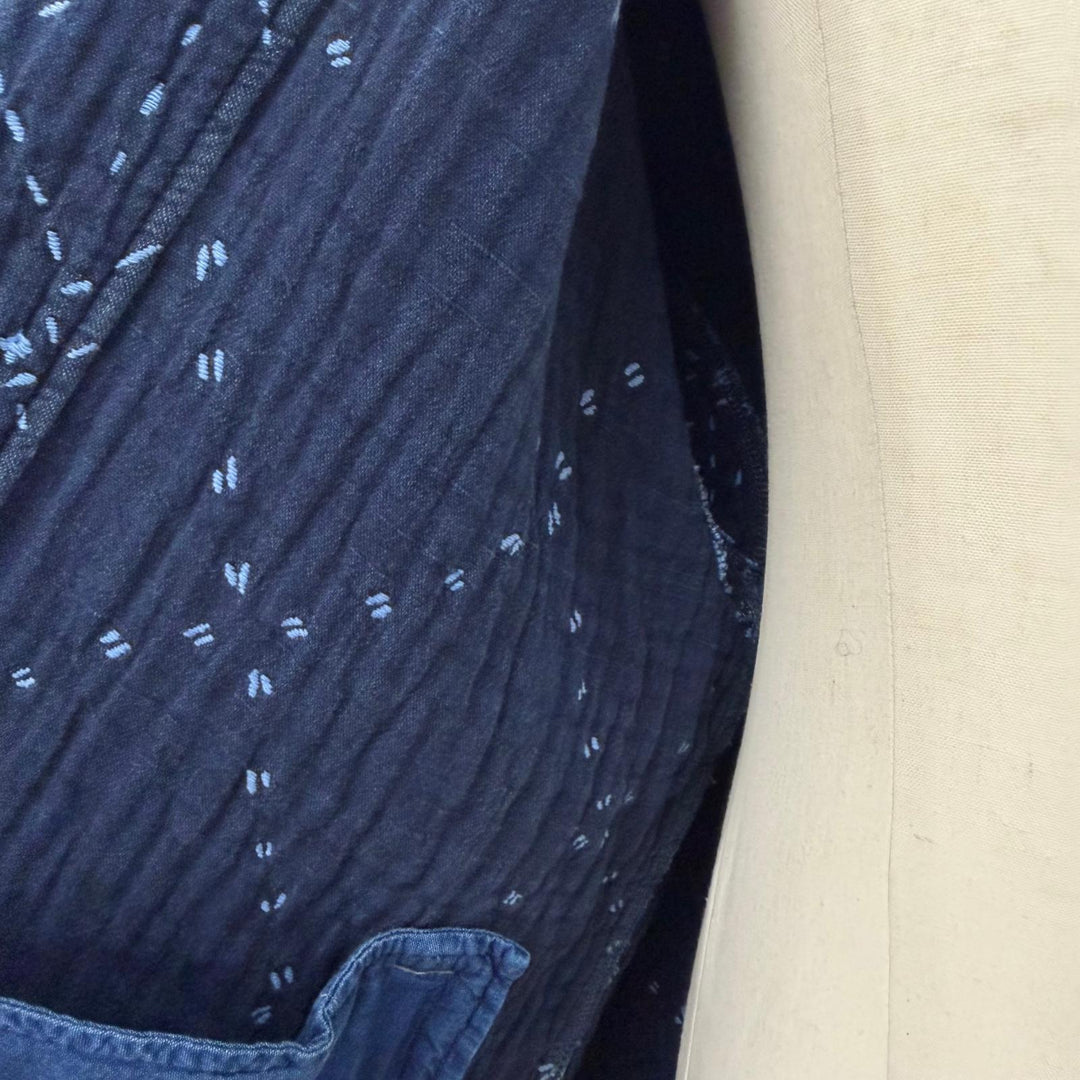 極美品▼PORTER CLASSIC ポータークラシック SASHIKO SHIRT JACKET コットン100% シャツジャケット ブルゾン ブルー 3 日本製 メンズ