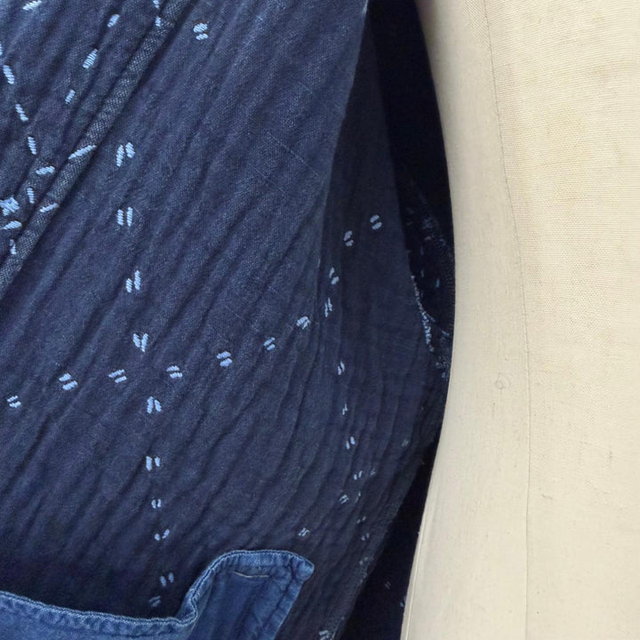 極美品▼PORTER CLASSIC ポータークラシック SASHIKO SHIRT JACKET コットン100% シャツジャケット ブルゾン ブルー 3 日本製 メンズ