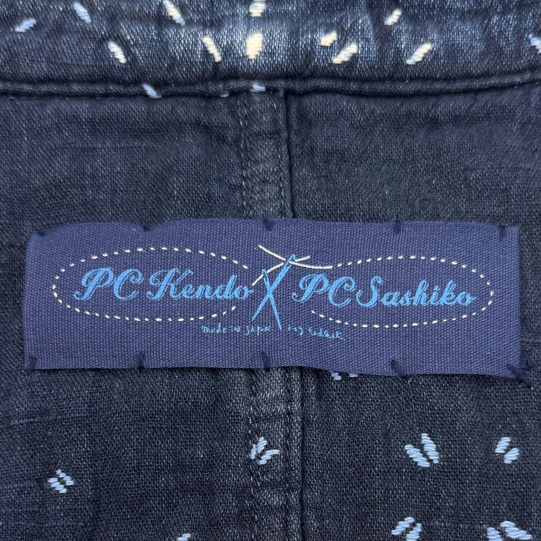 極美品▼PORTER CLASSIC ポータークラシック SASHIKO SHIRT JACKET コットン100% シャツジャケット ブルゾン ブルー 3 日本製 メンズ