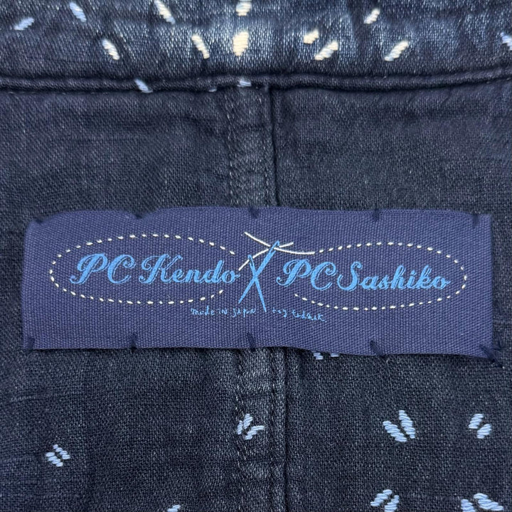 極美品▼PORTER CLASSIC ポータークラシック SASHIKO SHIRT JACKET コットン100% シャツジャケット ブルゾン ブルー 3 日本製 メンズ