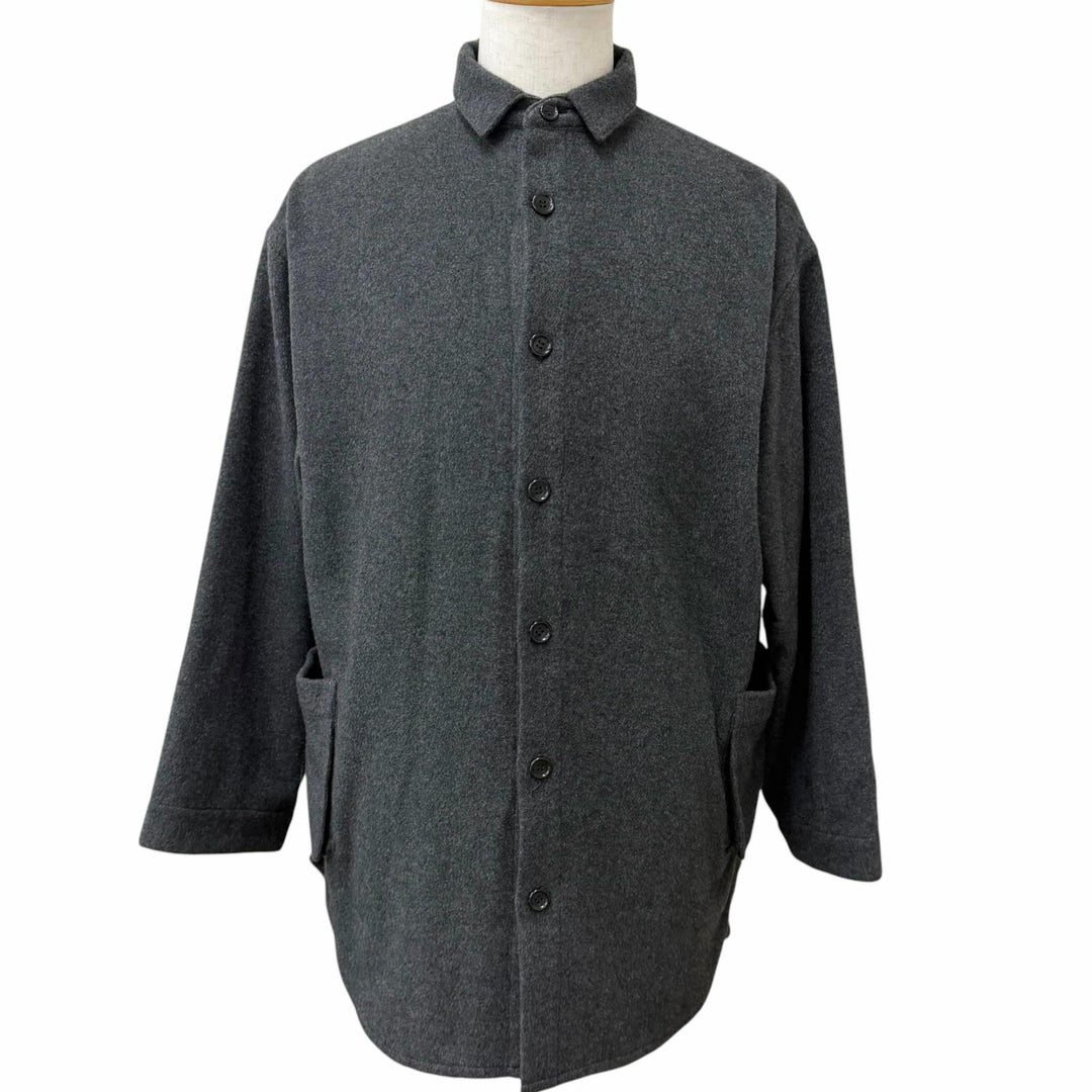極美品□PORTER CLASSIC ポータークラシック CASHMERE SHIRT JACKET カシミヤ100％ シャツジャケット グレー 2 日本製 正規品 メンズ