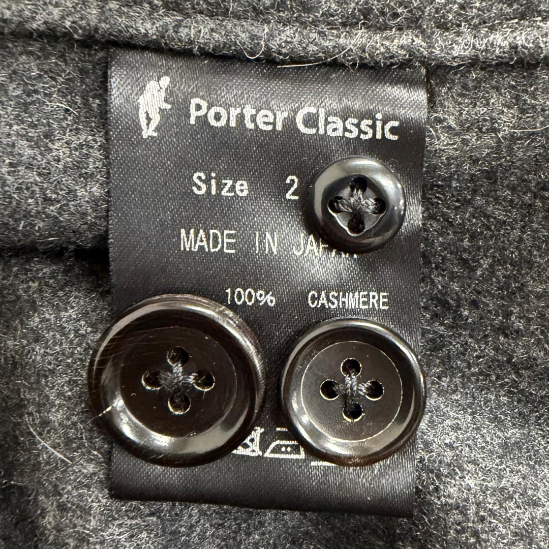 極美品□PORTER CLASSIC ポータークラシック CASHMERE SHIRT JACKET カシミヤ100％ シャツジャケット グレー 2 日本製 正規品 メンズ